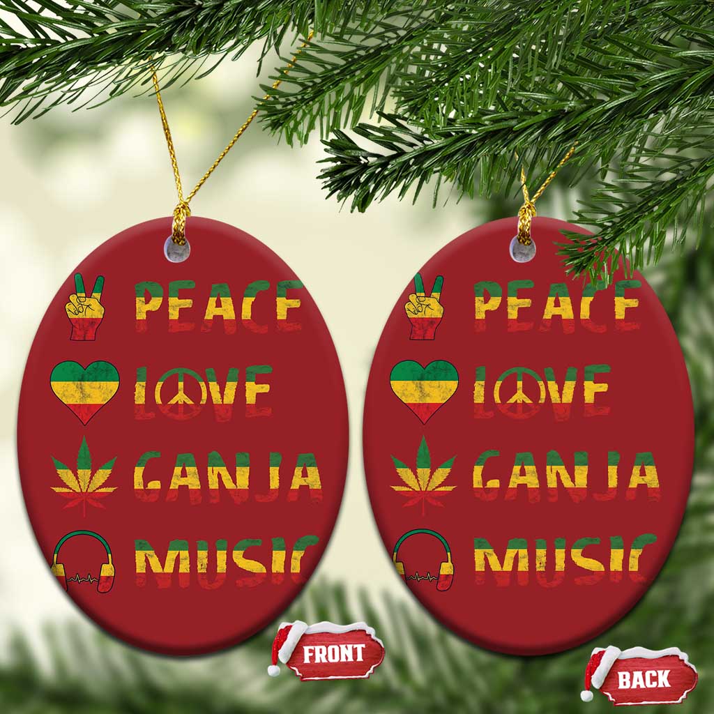 Rasta Weed Christmas Ornament Peace Love Ganja Marijuana Cannabis Reggae Music - Wonder Print Shop