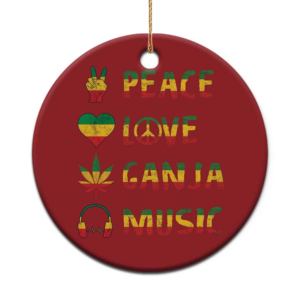 Rasta Weed Christmas Ornament Peace Love Ganja Marijuana Cannabis Reggae Music - Wonder Print Shop