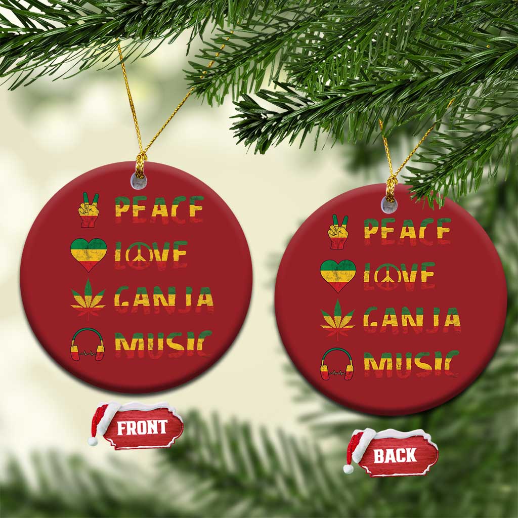 Rasta Weed Christmas Ornament Peace Love Ganja Marijuana Cannabis Reggae Music - Wonder Print Shop