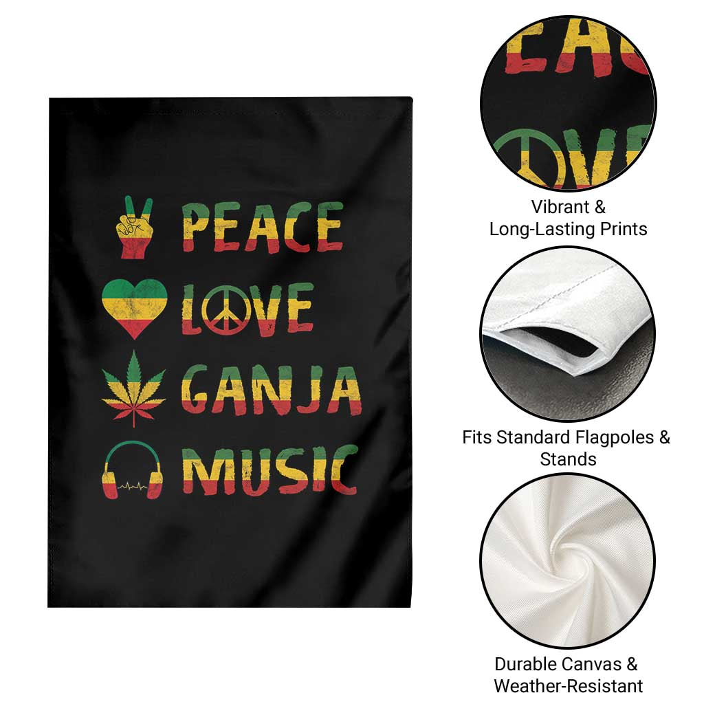 Rasta Weed Garden Flag Peace Love Ganja Marijuana Cannabis Reggae Music - Wonder Print Shop