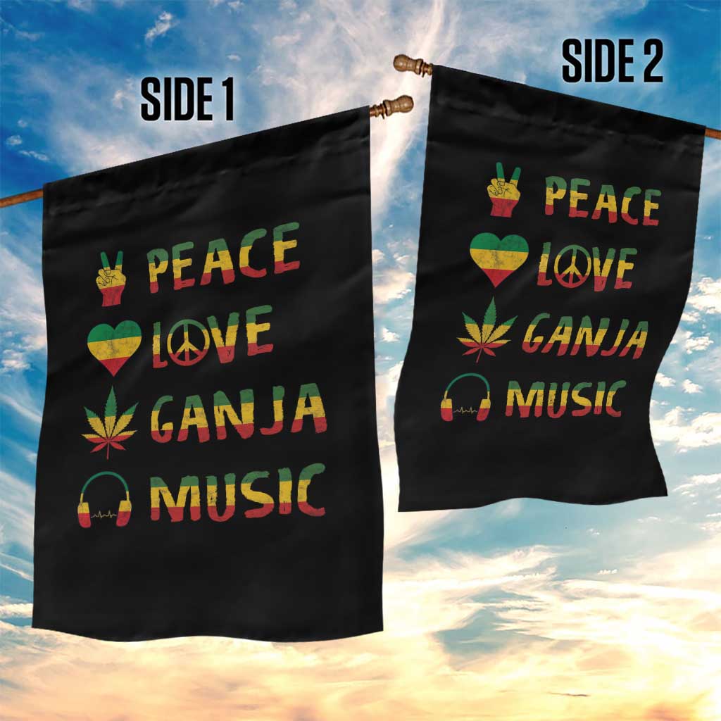 Rasta Weed Garden Flag Peace Love Ganja Marijuana Cannabis Reggae Music - Wonder Print Shop