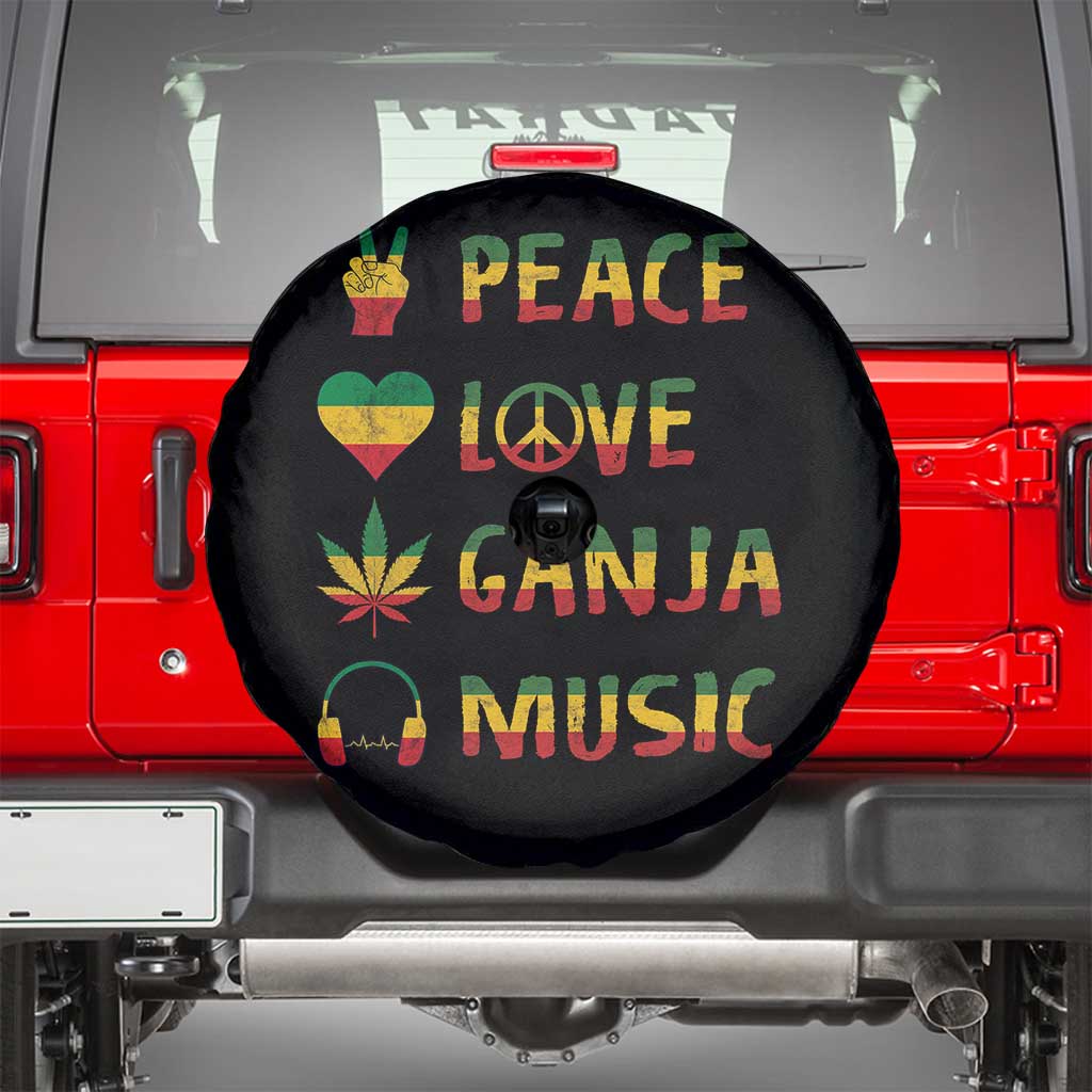 Rasta Weed Spare Tire Cover Peace Love Ganja Marijuana Cannabis Reggae Music - Wonder Print Shop
