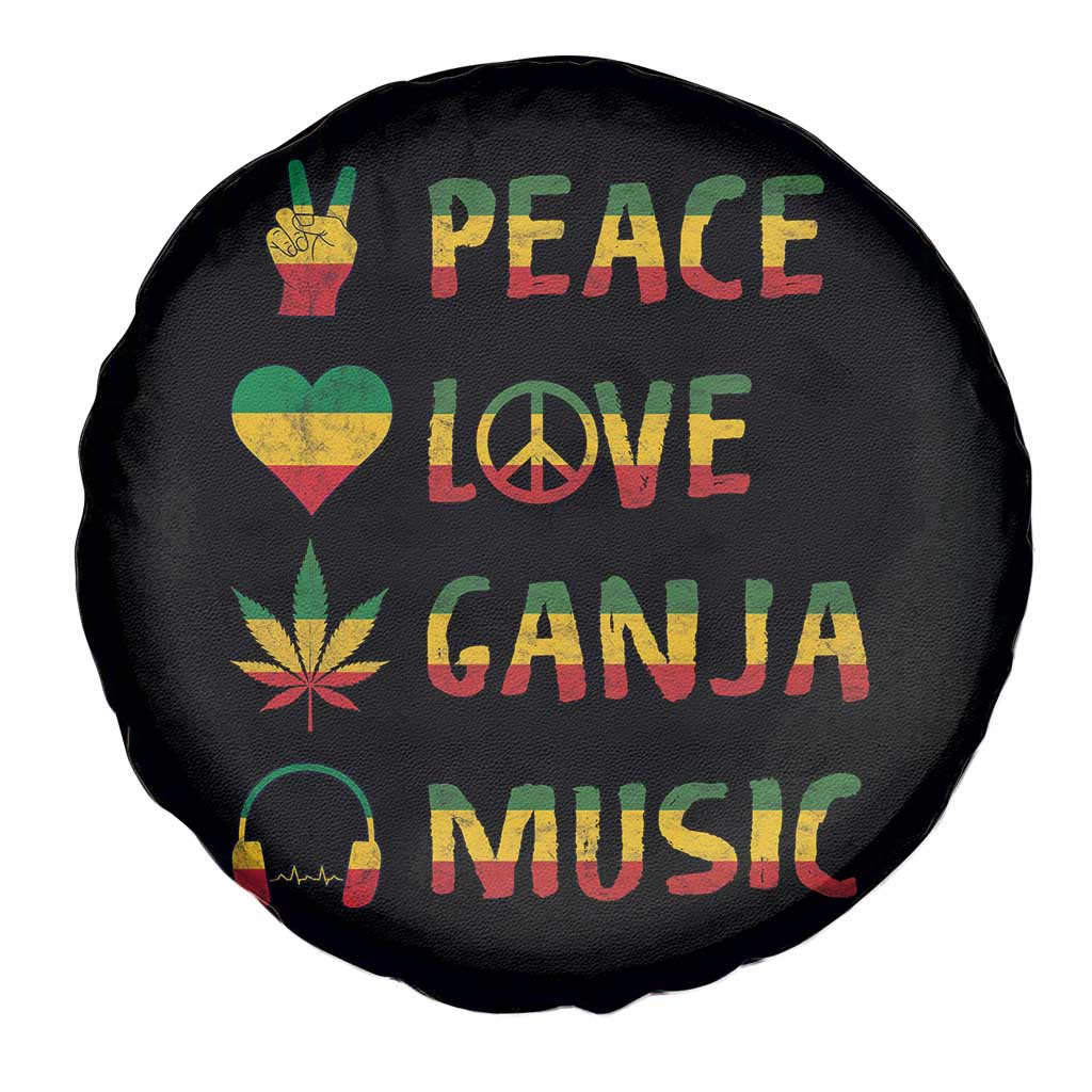 Rasta Weed Spare Tire Cover Peace Love Ganja Marijuana Cannabis Reggae Music - Wonder Print Shop
