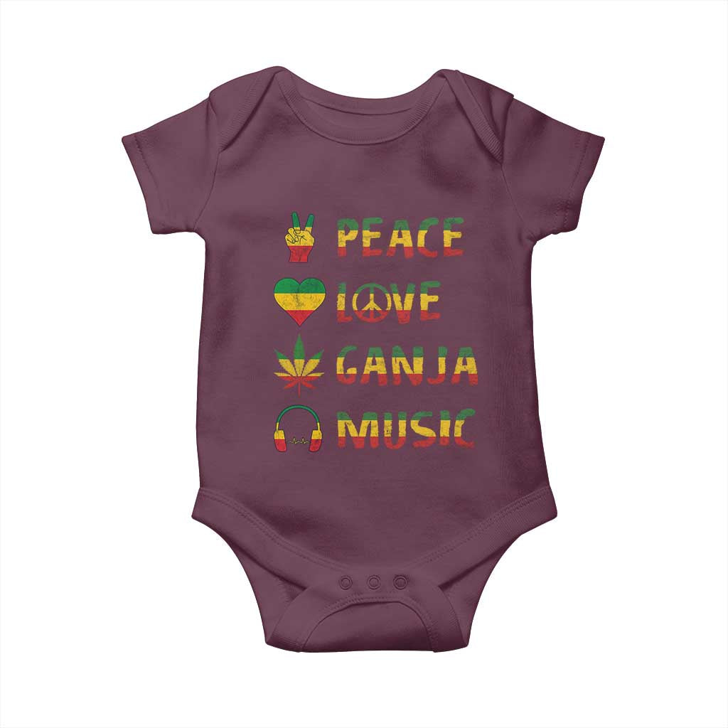 Rasta Weed Baby Onesie Peace Love Ganja Marijuana Cannabis Reggae Music - Wonder Print Shop