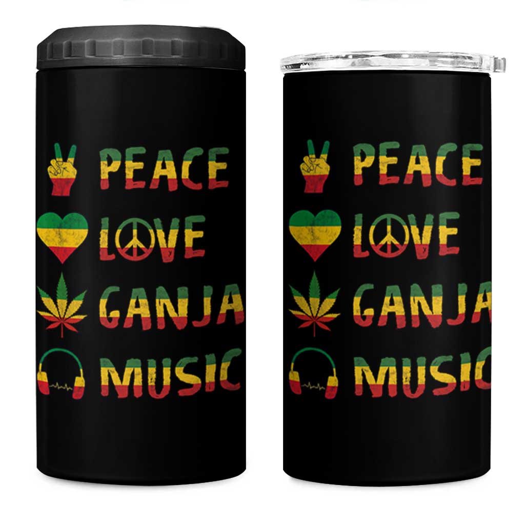 Rasta Weed 4 in 1 Can Cooler Tumbler Peace Love Ganja Marijuana Cannabis Reggae Music - Wonder Print Shop