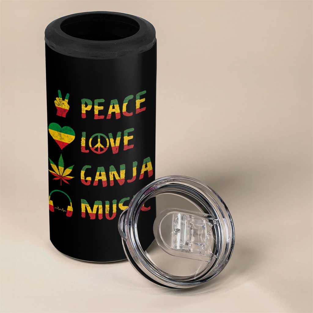 Rasta Weed 4 in 1 Can Cooler Tumbler Peace Love Ganja Marijuana Cannabis Reggae Music - Wonder Print Shop