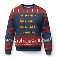Rasta Weed Ugly Christmas Sweater Peace Love Ganja Marijuana Cannabis Reggae Music - Wonder Print Shop