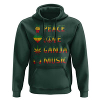 Rasta Weed Hoodie Peace Love Ganja Marijuana Cannabis Reggae Music - Wonder Print Shop