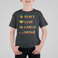 Rasta Weed T Shirt For Kid Peace Love Ganja Marijuana Cannabis Reggae Music - Wonder Print Shop