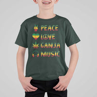 Rasta Weed T Shirt For Kid Peace Love Ganja Marijuana Cannabis Reggae Music - Wonder Print Shop