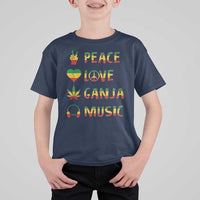 Rasta Weed T Shirt For Kid Peace Love Ganja Marijuana Cannabis Reggae Music - Wonder Print Shop