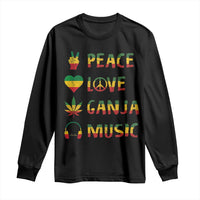 Rasta Weed Long Sleeve Shirt Peace Love Ganja Marijuana Cannabis Reggae Music - Wonder Print Shop