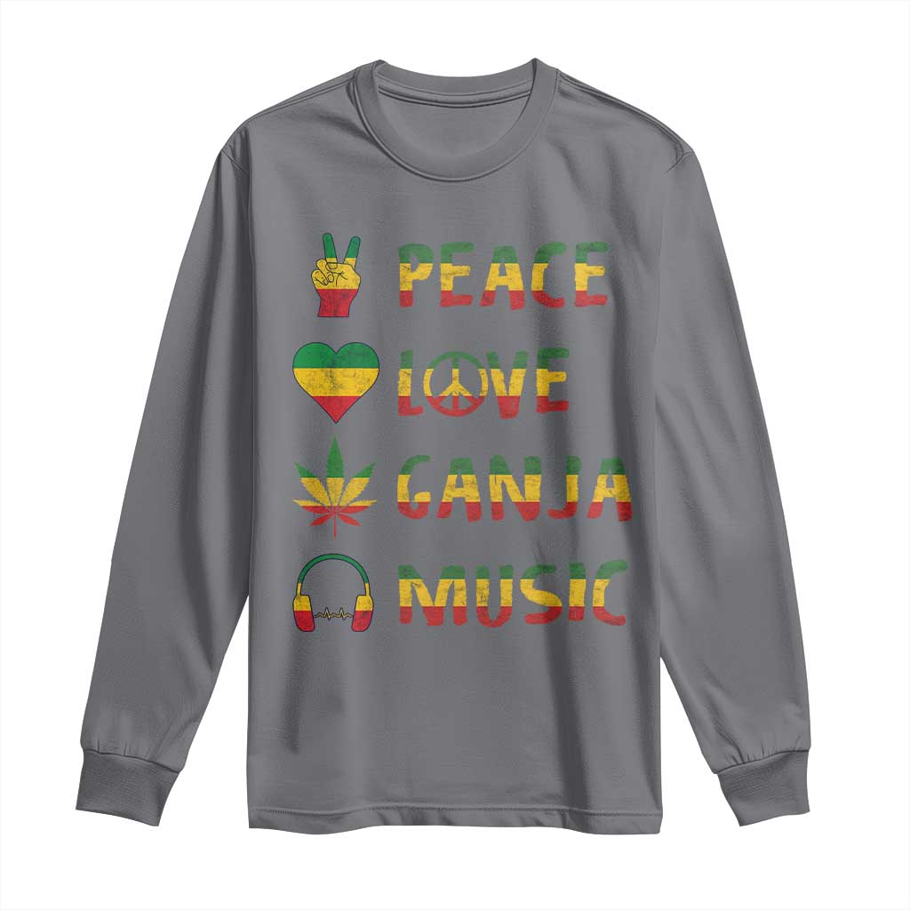 Rasta Weed Long Sleeve Shirt Peace Love Ganja Marijuana Cannabis Reggae Music - Wonder Print Shop