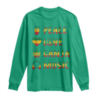 Rasta Weed Long Sleeve Shirt Peace Love Ganja Marijuana Cannabis Reggae Music - Wonder Print Shop