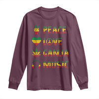 Rasta Weed Long Sleeve Shirt Peace Love Ganja Marijuana Cannabis Reggae Music - Wonder Print Shop