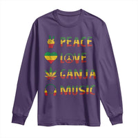 Rasta Weed Long Sleeve Shirt Peace Love Ganja Marijuana Cannabis Reggae Music - Wonder Print Shop