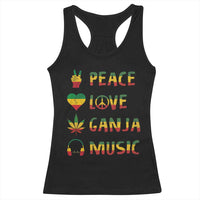 Rasta Weed Racerback Tank Top Peace Love Ganja Marijuana Cannabis Reggae Music - Wonder Print Shop