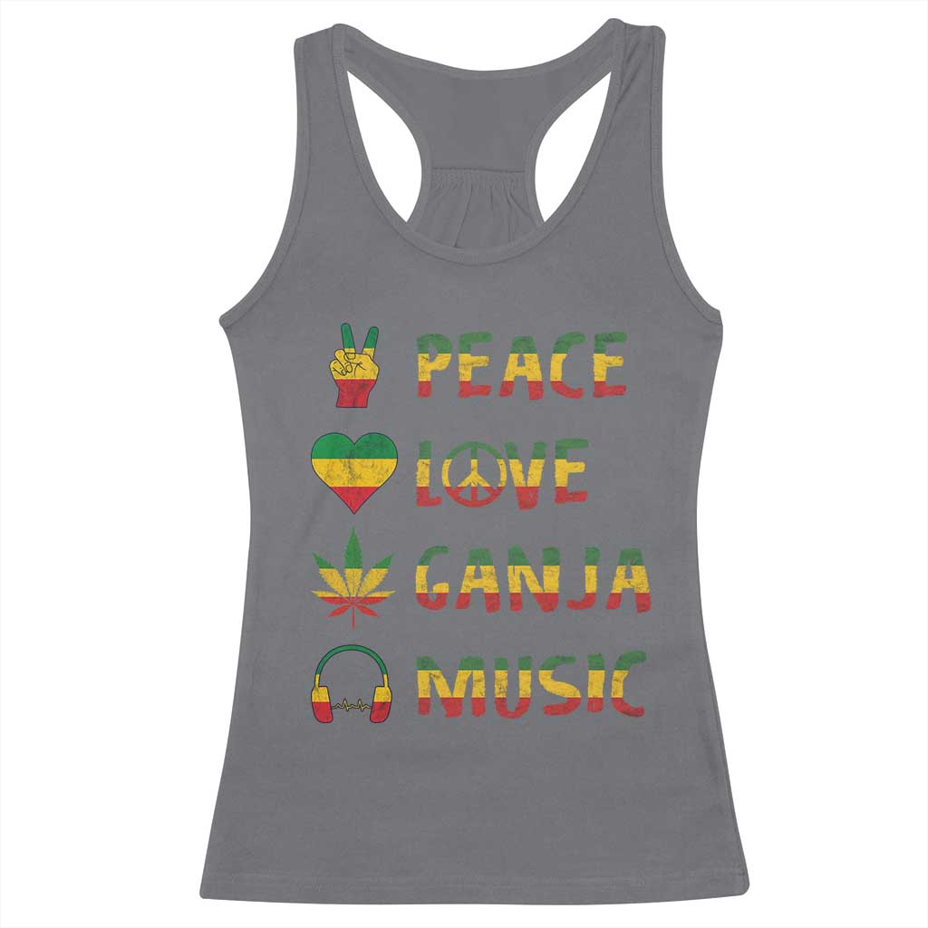 Rasta Weed Racerback Tank Top Peace Love Ganja Marijuana Cannabis Reggae Music - Wonder Print Shop