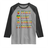 Rasta Weed Raglan Shirt Peace Love Ganja Marijuana Cannabis Reggae Music - Wonder Print Shop