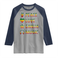 Rasta Weed Raglan Shirt Peace Love Ganja Marijuana Cannabis Reggae Music - Wonder Print Shop