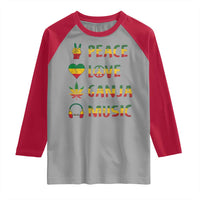 Rasta Weed Raglan Shirt Peace Love Ganja Marijuana Cannabis Reggae Music - Wonder Print Shop