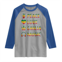 Rasta Weed Raglan Shirt Peace Love Ganja Marijuana Cannabis Reggae Music - Wonder Print Shop