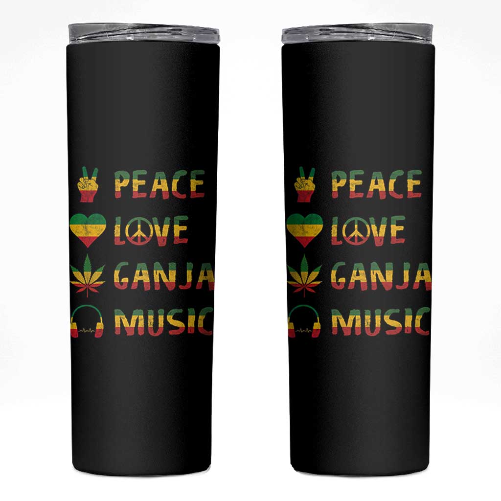 Rasta Weed Skinny Tumbler Peace Love Ganja Marijuana Cannabis Reggae Music - Wonder Print Shop