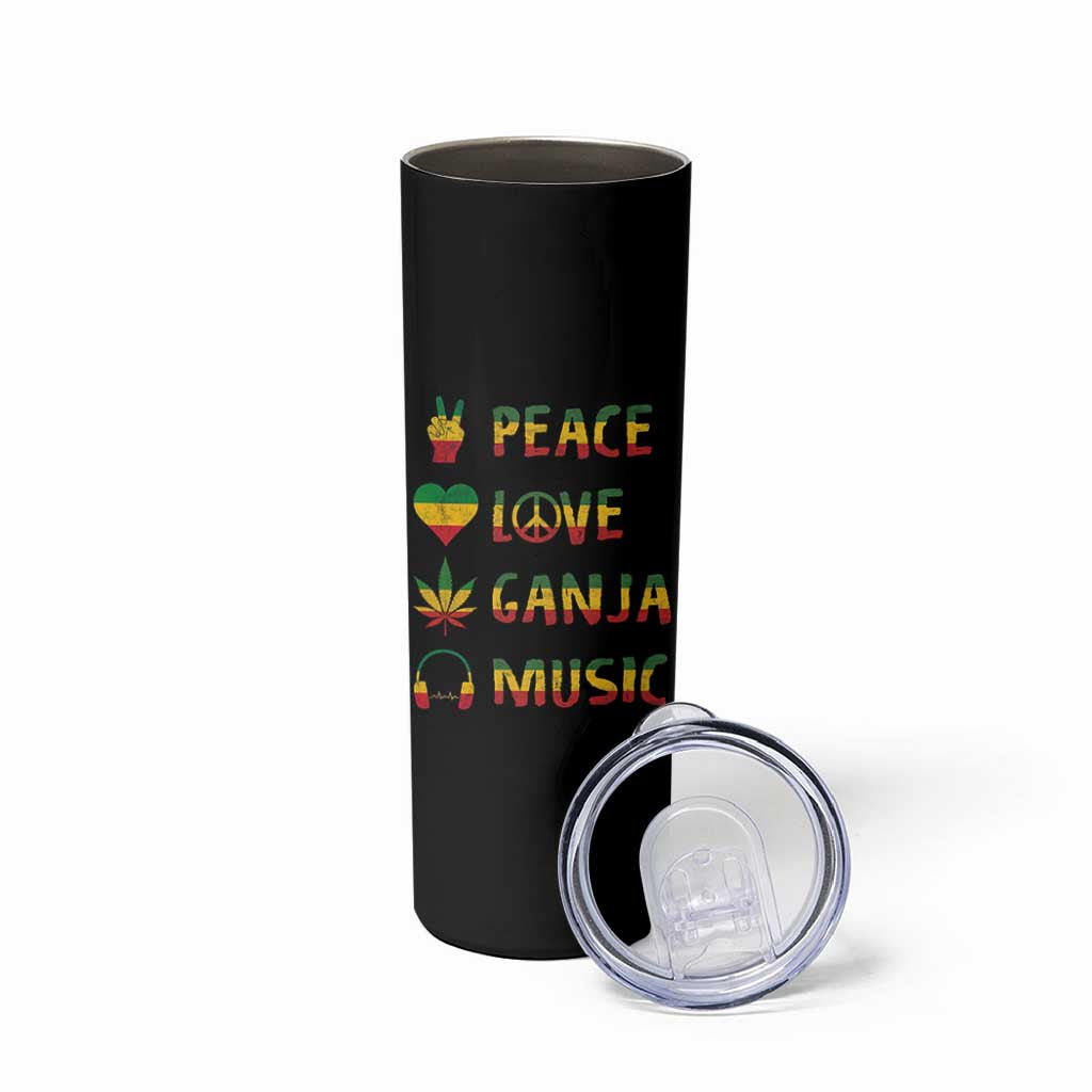 Rasta Weed Skinny Tumbler Peace Love Ganja Marijuana Cannabis Reggae Music - Wonder Print Shop