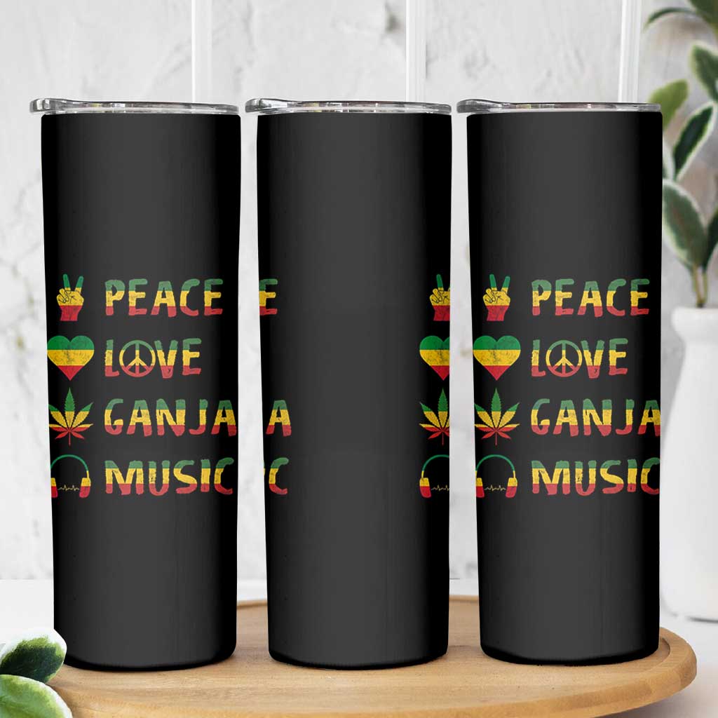 Rasta Weed Skinny Tumbler Peace Love Ganja Marijuana Cannabis Reggae Music - Wonder Print Shop