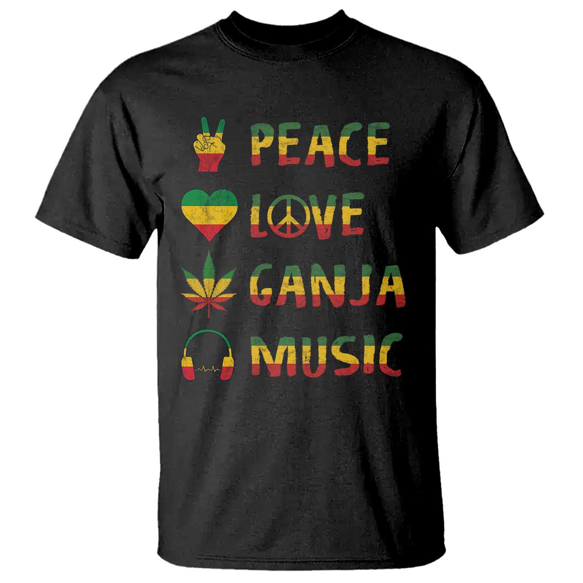 Rasta Weed T Shirt Peace Love Ganja Marijuana Cannabis Reggae Music - Wonder Print Shop
