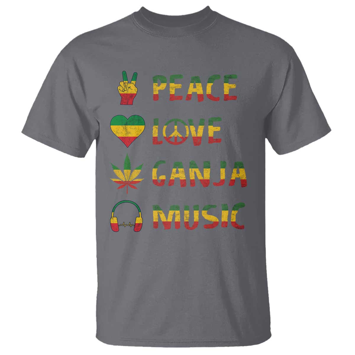 Rasta Weed T Shirt Peace Love Ganja Marijuana Cannabis Reggae Music - Wonder Print Shop