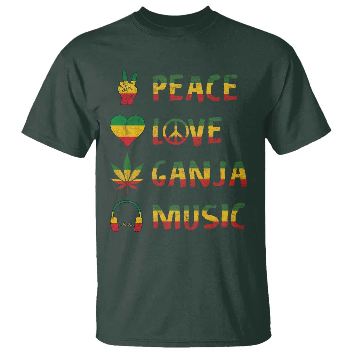 Rasta Weed T Shirt Peace Love Ganja Marijuana Cannabis Reggae Music - Wonder Print Shop