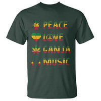 Rasta Weed T Shirt Peace Love Ganja Marijuana Cannabis Reggae Music - Wonder Print Shop