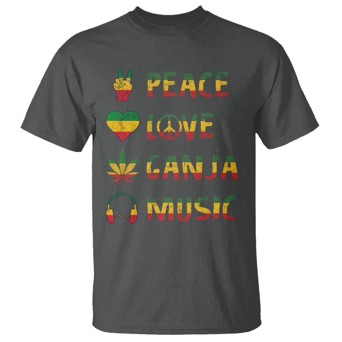 Rasta Weed T Shirt Peace Love Ganja Marijuana Cannabis Reggae Music - Wonder Print Shop