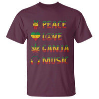 Rasta Weed T Shirt Peace Love Ganja Marijuana Cannabis Reggae Music - Wonder Print Shop