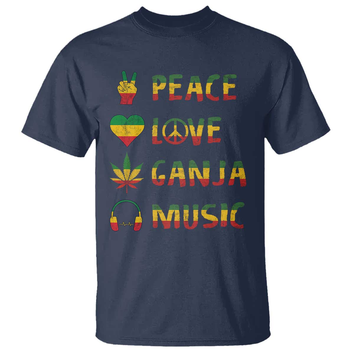 Rasta Weed T Shirt Peace Love Ganja Marijuana Cannabis Reggae Music - Wonder Print Shop