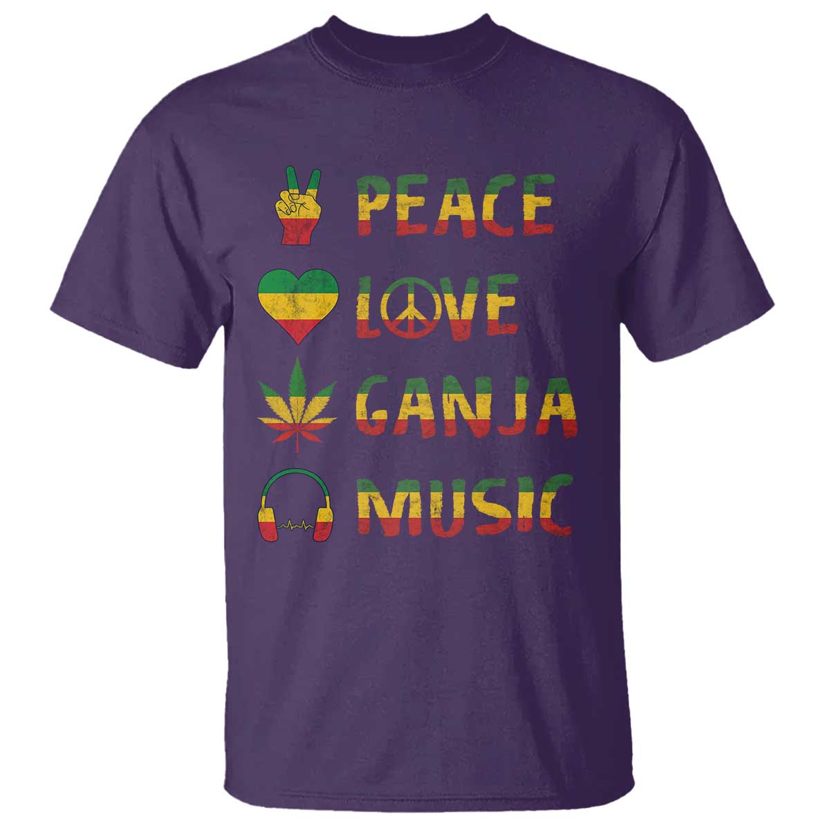 Rasta Weed T Shirt Peace Love Ganja Marijuana Cannabis Reggae Music - Wonder Print Shop