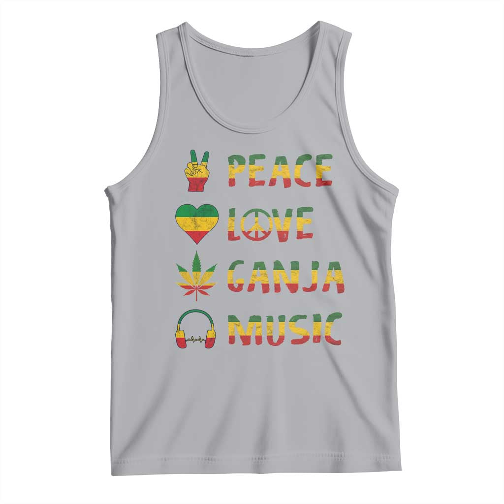 Rasta Weed Tank Top Peace Love Ganja Marijuana Cannabis Reggae Music - Wonder Print Shop