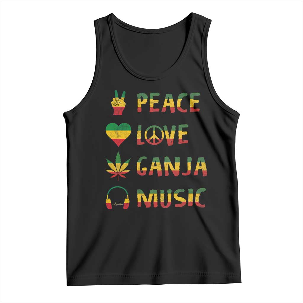 Rasta Weed Tank Top Peace Love Ganja Marijuana Cannabis Reggae Music - Wonder Print Shop