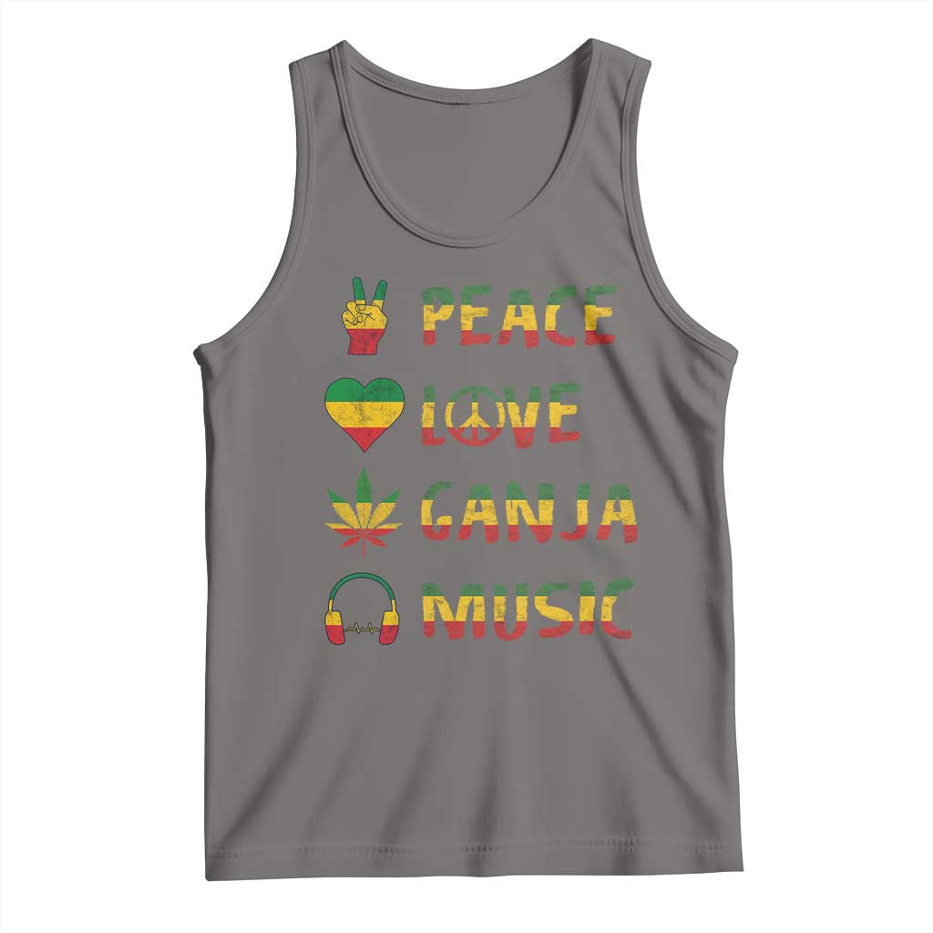 Rasta Weed Tank Top Peace Love Ganja Marijuana Cannabis Reggae Music - Wonder Print Shop