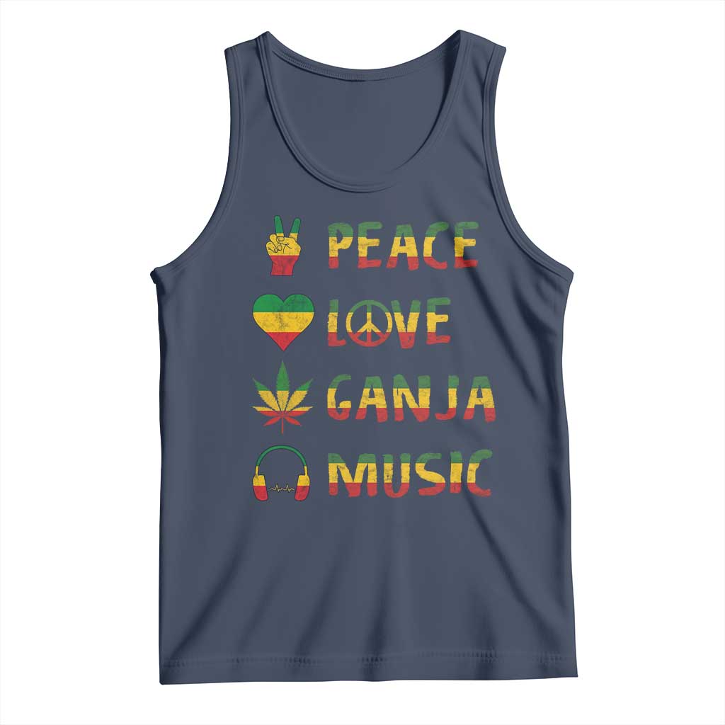 Rasta Weed Tank Top Peace Love Ganja Marijuana Cannabis Reggae Music - Wonder Print Shop