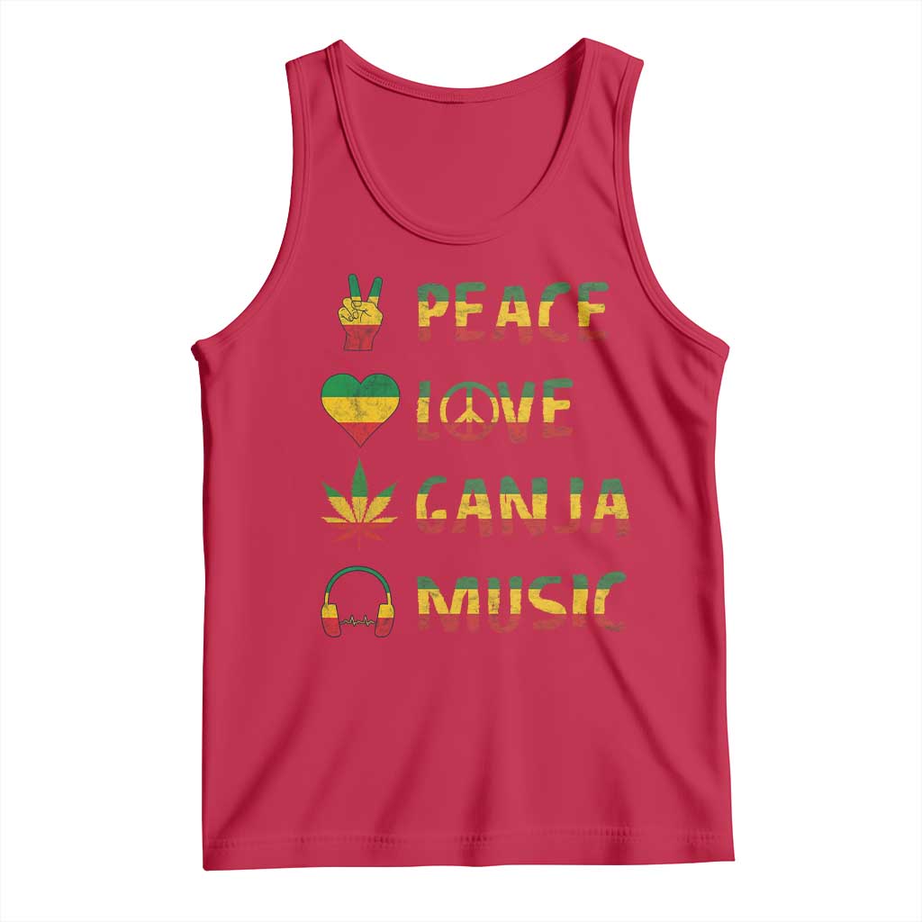 Rasta Weed Tank Top Peace Love Ganja Marijuana Cannabis Reggae Music - Wonder Print Shop