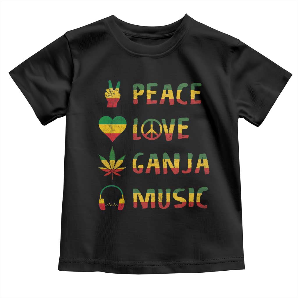Rasta Weed Toddler T Shirt Peace Love Ganja Marijuana Cannabis Reggae Music - Wonder Print Shop