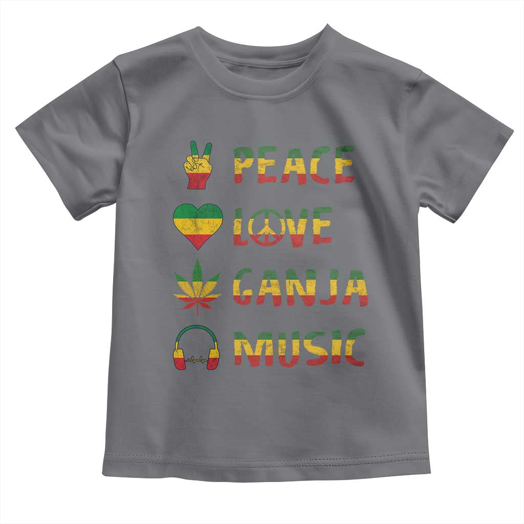 Rasta Weed Toddler T Shirt Peace Love Ganja Marijuana Cannabis Reggae Music - Wonder Print Shop