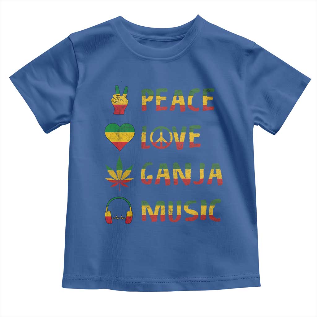 Rasta Weed Toddler T Shirt Peace Love Ganja Marijuana Cannabis Reggae Music - Wonder Print Shop