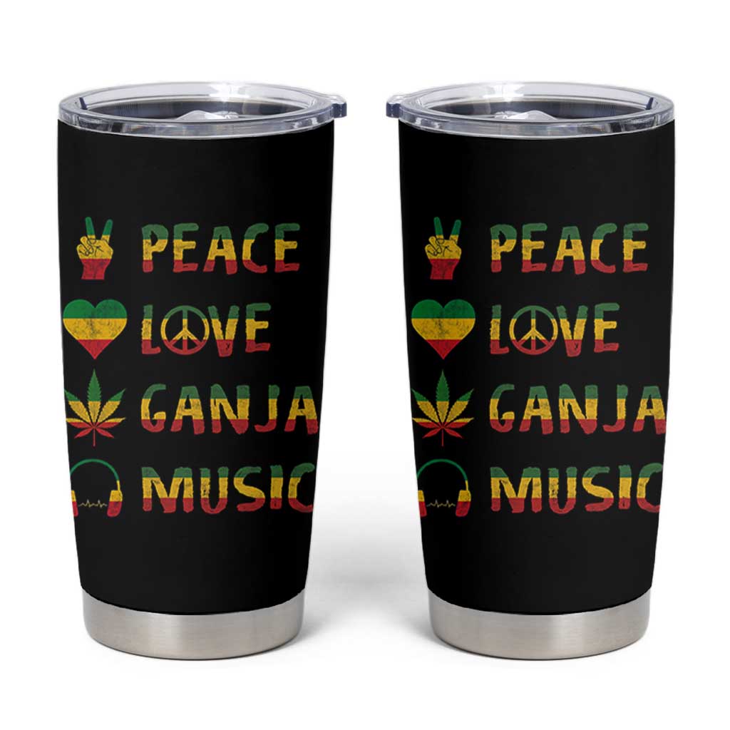 Rasta Weed Tumbler Cup Peace Love Ganja Marijuana Cannabis Reggae Music - Wonder Print Shop
