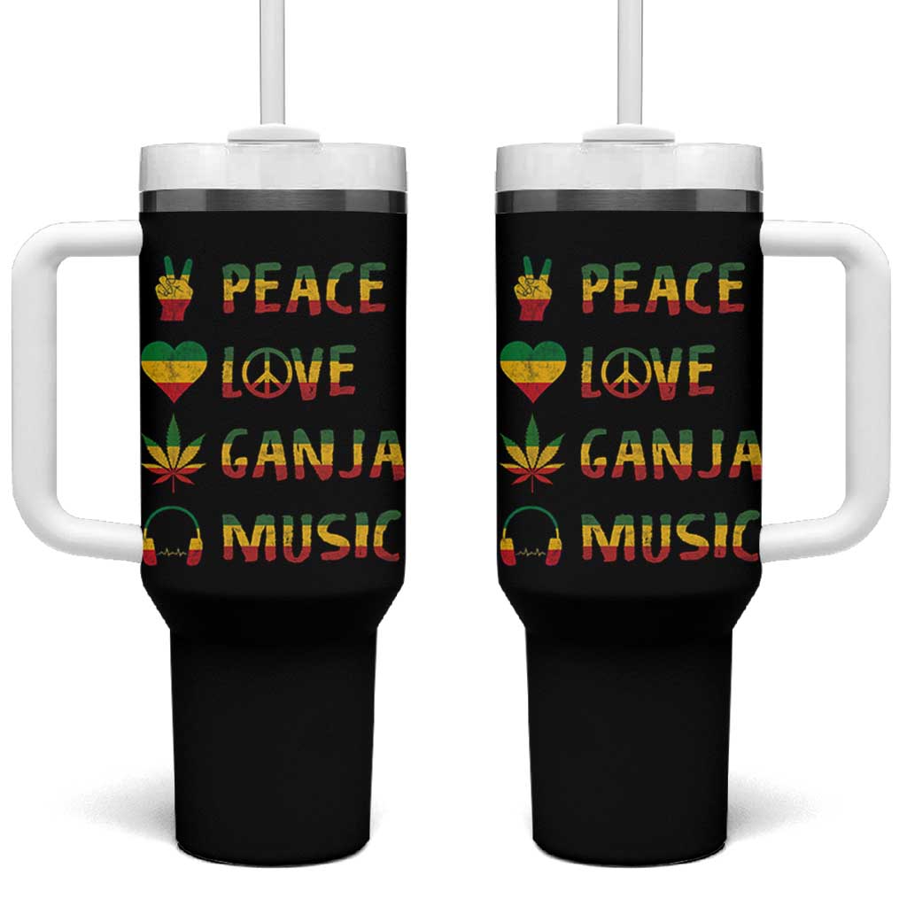 Rasta Weed Tumbler With Handle Peace Love Ganja Marijuana Cannabis Reggae Music - Wonder Print Shop