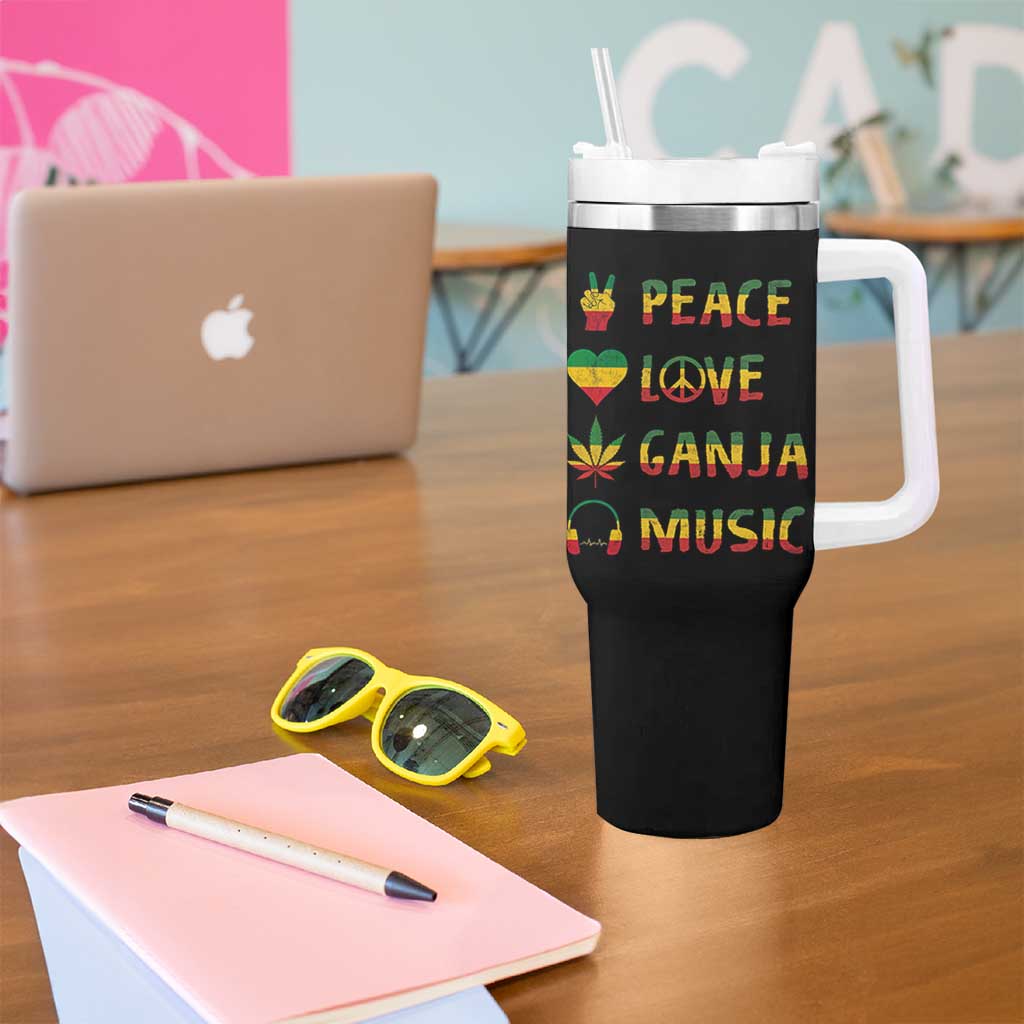 Rasta Weed Tumbler With Handle Peace Love Ganja Marijuana Cannabis Reggae Music - Wonder Print Shop