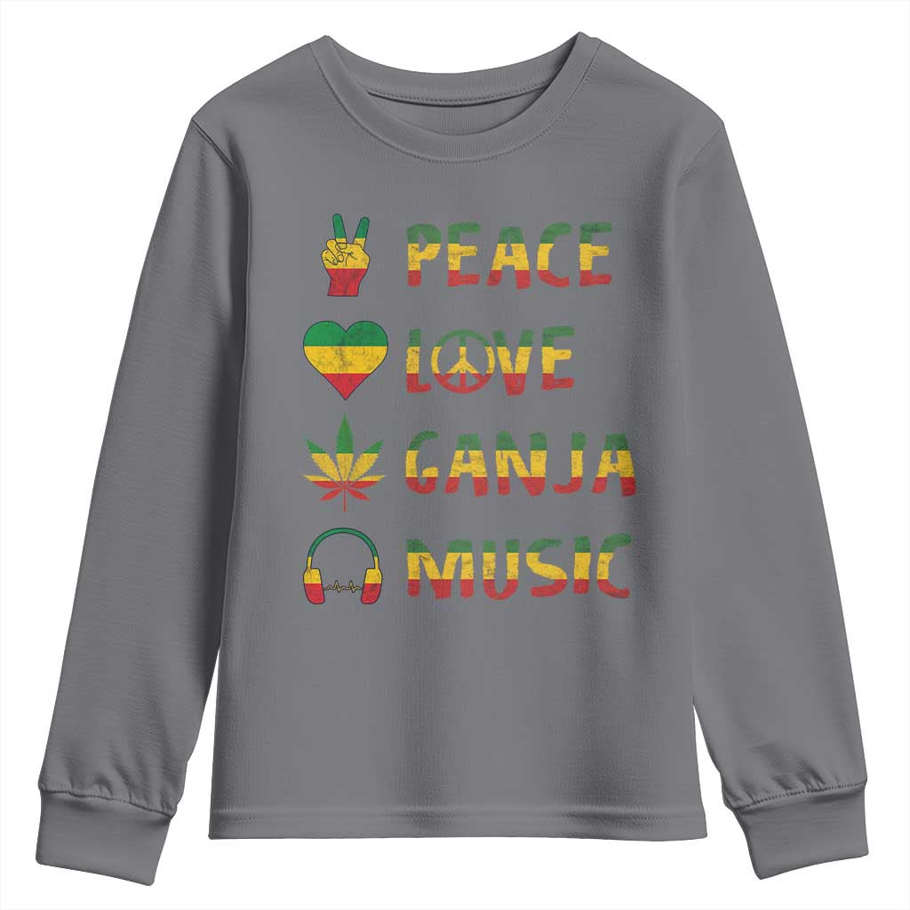 Rasta Weed Youth Sweatshirt Peace Love Ganja Marijuana Cannabis Reggae Music - Wonder Print Shop