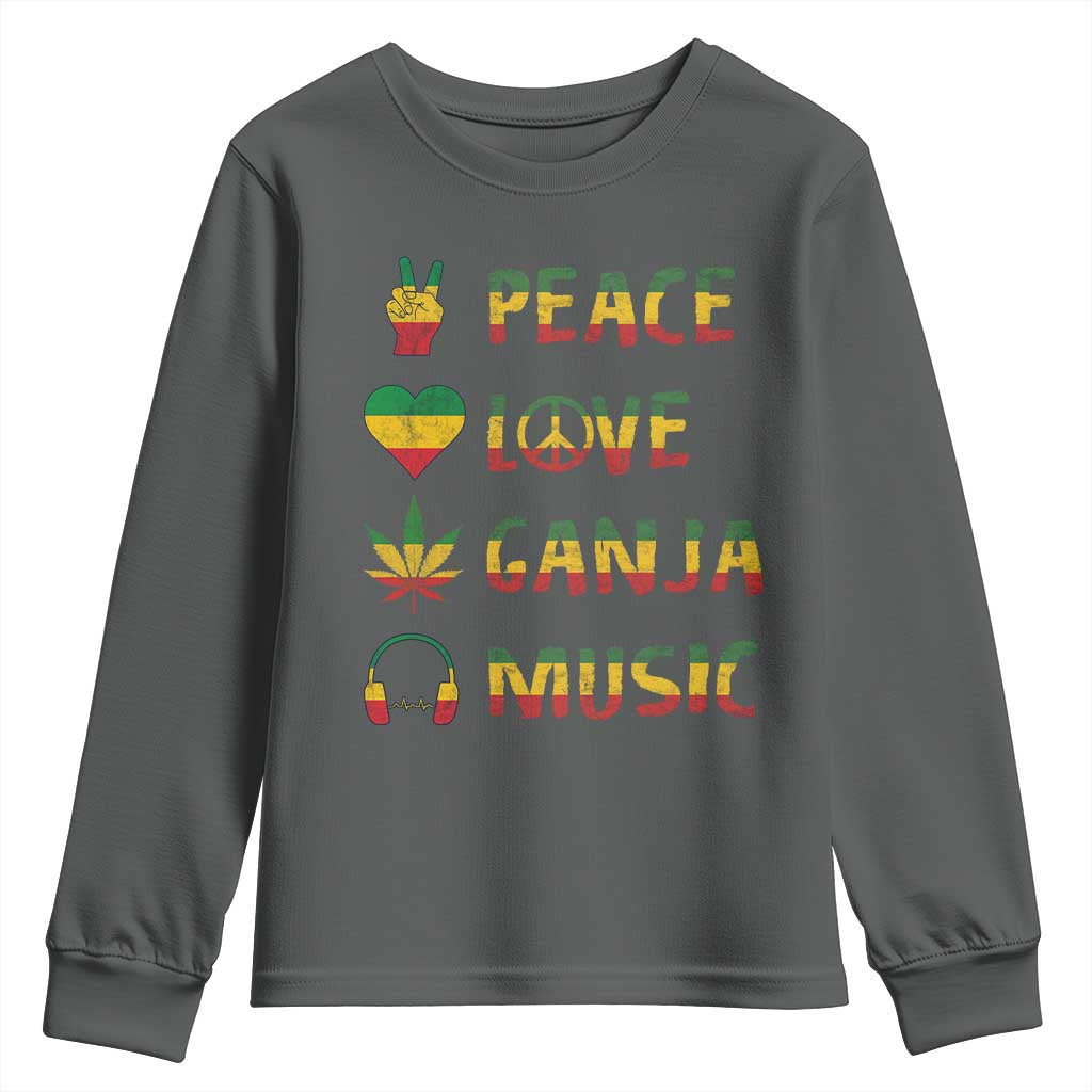 Rasta Weed Youth Sweatshirt Peace Love Ganja Marijuana Cannabis Reggae Music - Wonder Print Shop